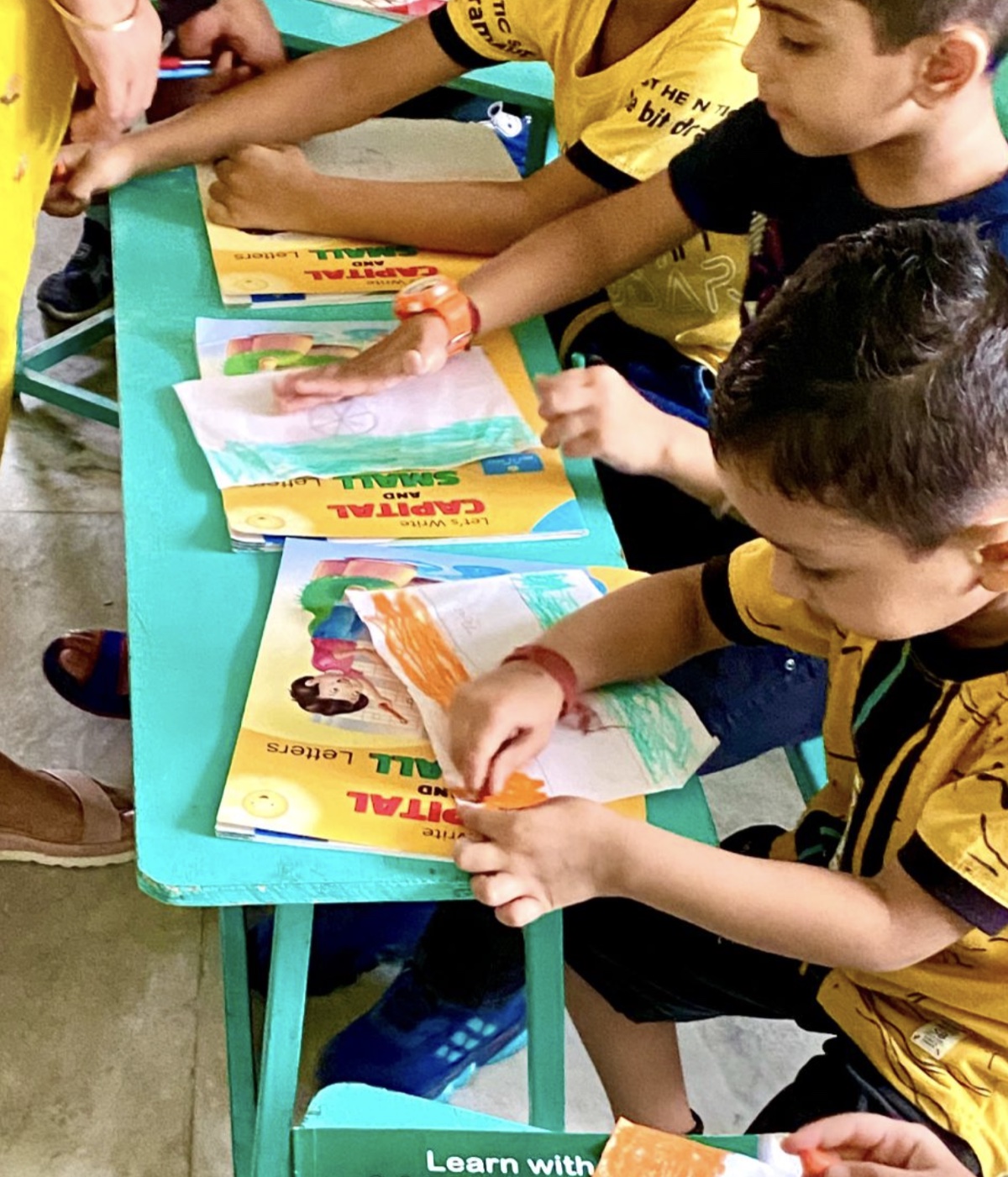 Nursery children doing classroom activities